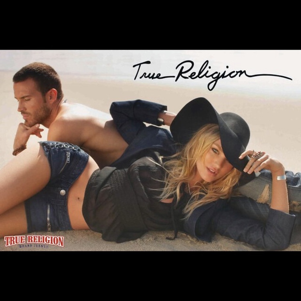 True Religion 2011 black floppy hat embroidered